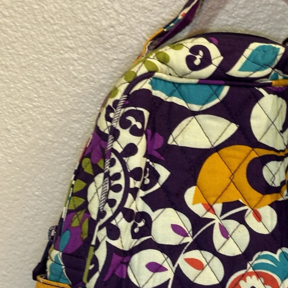 Vera Bradley Plum Crazy Purple Lunch Bag snack plastic lined exterior ID Holder